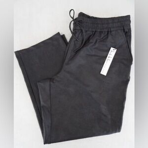 Nicole Miller Black Faux Leather Drawstring Waist Pants Size 2X NWT